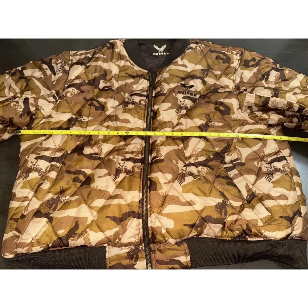 AVIREX Mens Reversible Camo Brown Camouflage‎ Army Outdoor Jacket Eagle XXXL 3XL